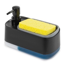 Fineway Dual Soap Dispenser with Sponge Holder Black Countertop Caddy