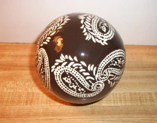 Decorative Porcelain Ceramic Orb/Sphere/Ball-Brown and Cream Paisley