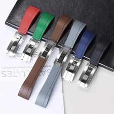 Aftermarket 20mm Black Silicone Rubber Watch Strap Band For Rolex OYSTERFLEX