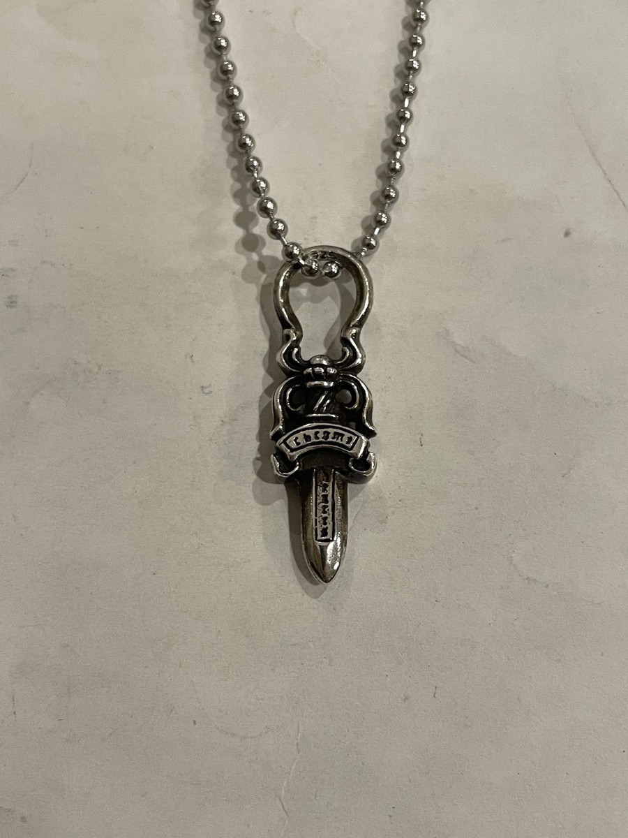 アクセサリー CHROME HEARTS Dagger Charm Ball Chain Chrome Hearts Dagger Pendant Ball Chain Sterling Silver Necklace