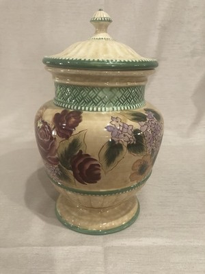 RAYMOND WAITES CERTIFIED IINTERNATIONAL FLORAL PATTERN CANISTER/COOKIE JAR ~ 12''