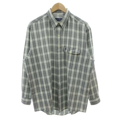 Nino Cerruti Shirt L White Black Check Long Sleeve Chest Pocket