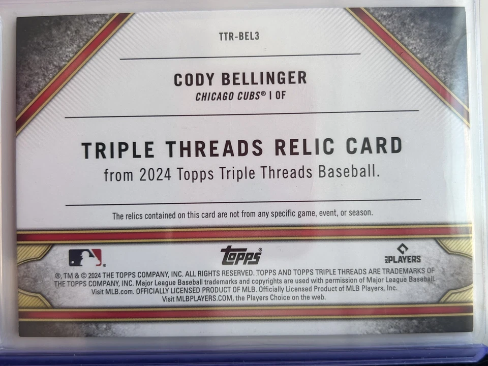 Cody Bellinger 2024 Topps Triple Threads MVP TRIPLE Relic /36 - Image 2 of 2