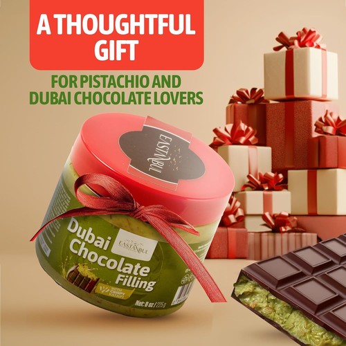 Dubai Tavoletta di Cioccolato Miscela Pistacchio Riempimento Croccante Kataifi 8oz - Foto 11 di 11