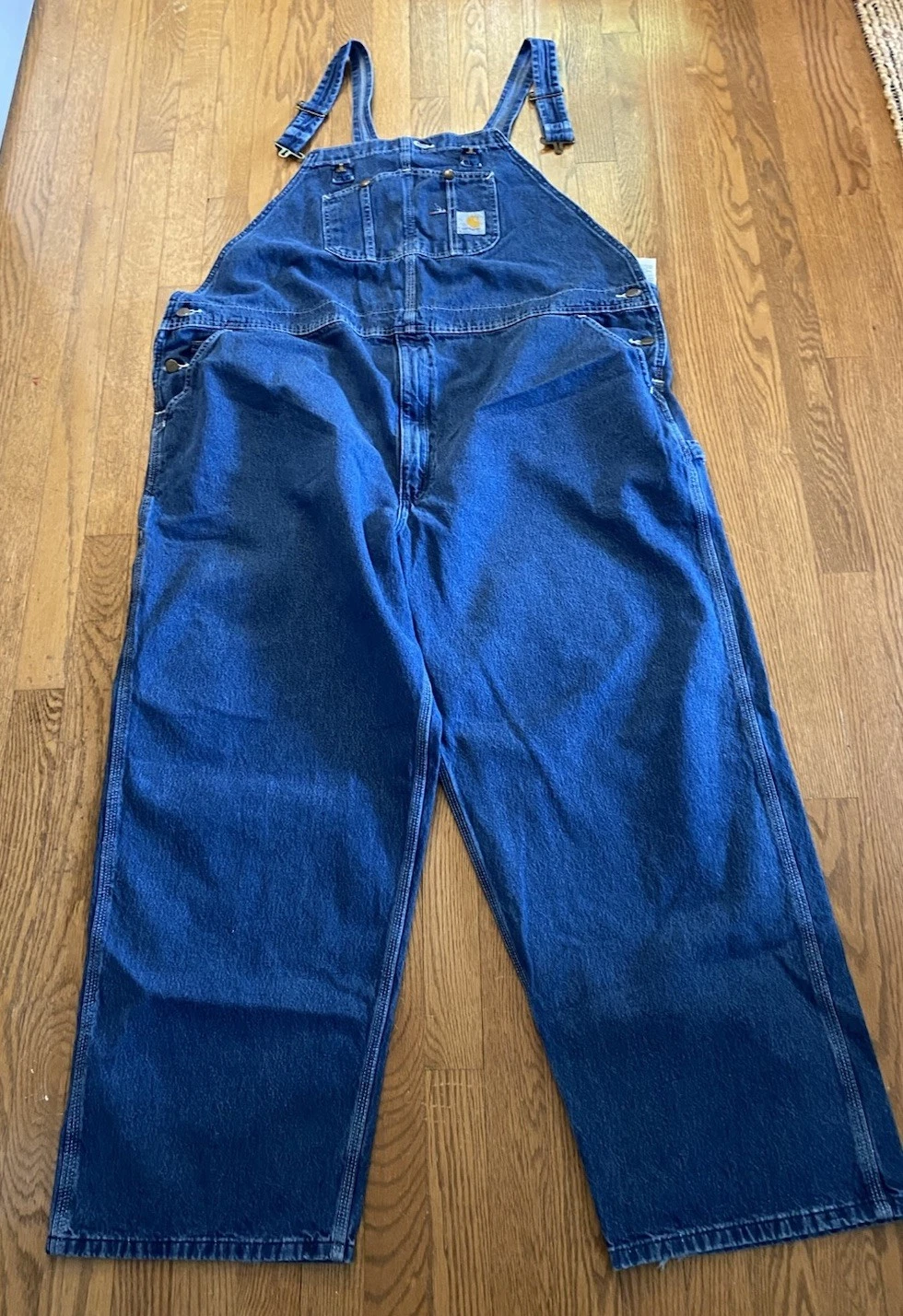 Carhartt R07 DNM Men's Denim Bib Overall Unlined 50 30 Jean Medium Wash Workwear