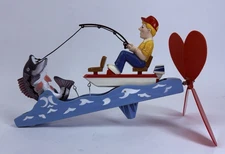 Artline Fisherman Wirl a Gig Lawn Art Garden Decor Wind Spinner