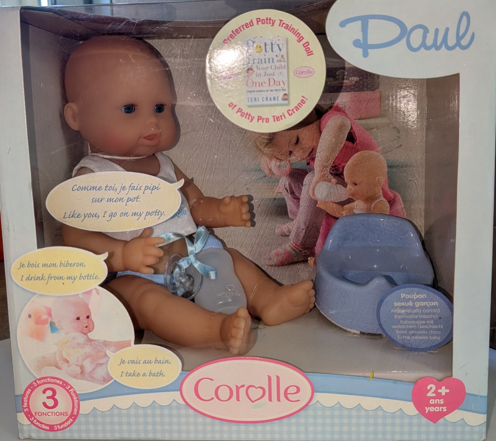 Corolle Potty Train baby doll Emma-DRINK AND WET BATH BABY-b