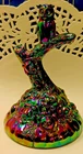 Vintage Fenton "Owl on a Branch" Amethyst Carnival Glass Ring Holder