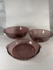 Set of 3 Vintage Cranberry PYREX Nesting Mixing Bowls & Pie Plate 229, 325, 326
