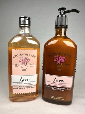 BATH & BODY WORKS AROMATHERAPY LOVE ROSE VANILLA Lotion & Body Wash