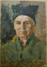 Ukrainian Soviet Oil Painting realism impressionism male portrait man 1950s