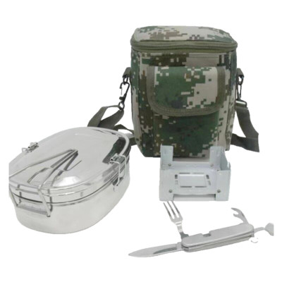 Outdoor tactic survival single person Mess Kit Pocket Stove Bag Tool Cookware