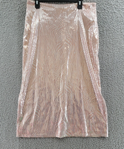 MICHAEL Michael Kors Sequined Zebra-Print A-Line Midi Skirt Women's L Rosewater