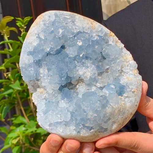 4.58LBNatural Blue Celestite heart Geode QuartzCrystal Mineral Specimen Healing - 第 11/13 張圖片