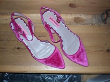 Betsey Johnson Pink Velvet with Jewelled Heels Shoes 2 inch heel Size 4