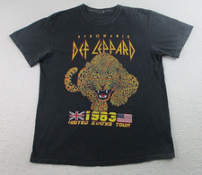 Def Leppard Pyromania USA Tour 1983 T Shirt Mens M Black Leopard Band Retro