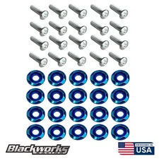 20 TITANIUM BURNT FENDER ENGINE HEADLIGHT BUMPER DRESS UP BOLTS WASHERS SILVER