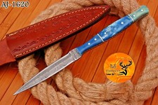 CUSTOM HAND MADE FORGED DAMASCUS STEEL BLADE THROWING BOOT KNIFE 1620