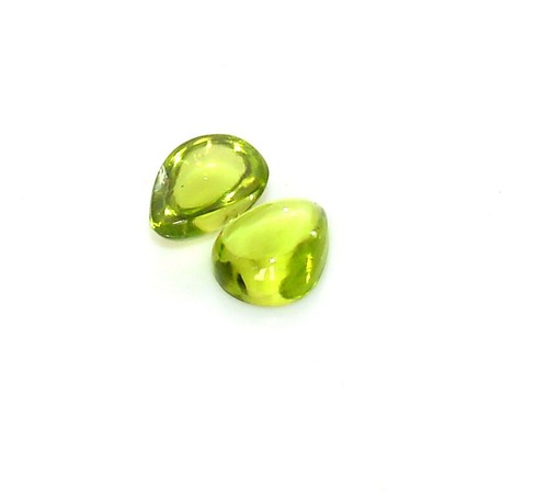 8x6 mm Natural Peridot Pear Cabochon Pair 2.71 Cts Untreated Loose Gemstones - Picture 7 of 8