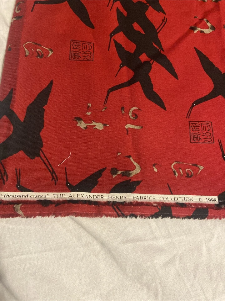Vintage 1998 Alexander Henry Fabrics Collection Thousand Cranes 158” X 42” - Image 2 of 4