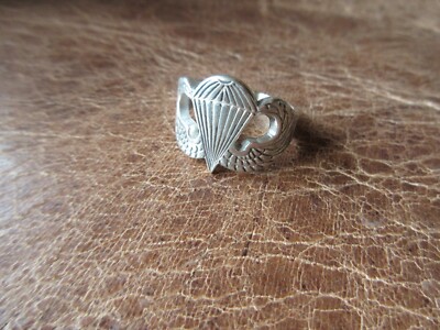 US Army Paratrooper Wings Sterling Ring Airborne Glider Flight WK2 WWII Gr 11,5