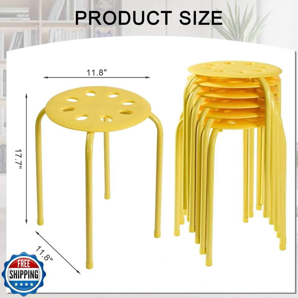 VECELO 6-Piece Stacking Stools, 17.7 Inch Standard Height, Portable Stackable - Image 3 of 4