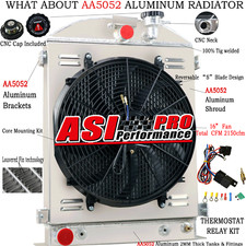 4-ROW Radiator+Shroud+Fan+Relay For 1928-31 Ford Model-A Grill Shells V8 Engine