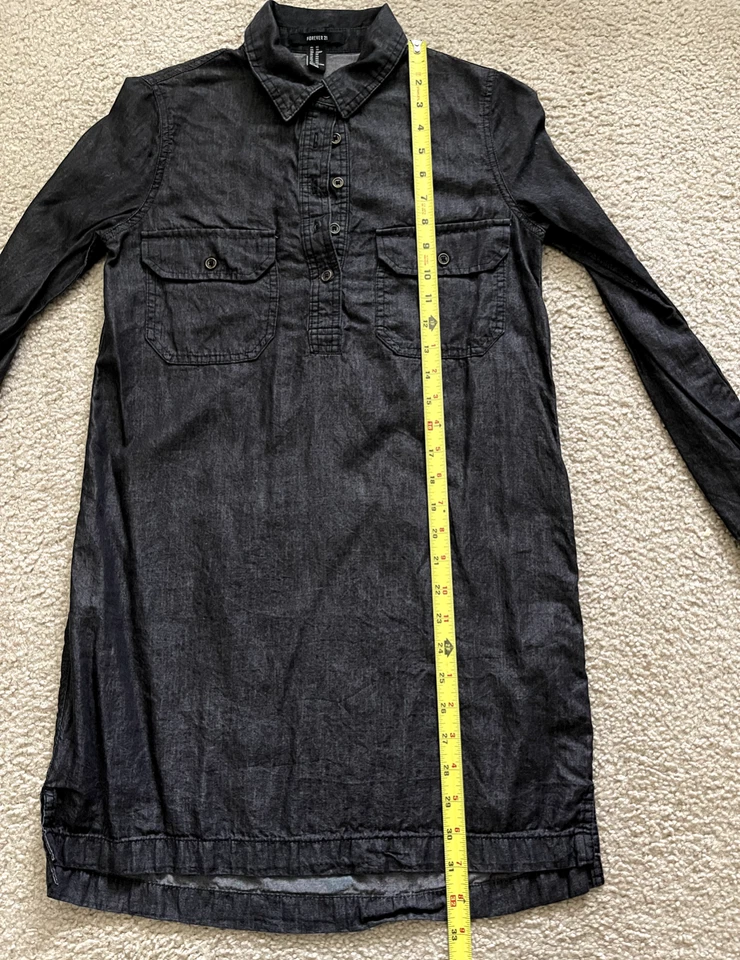 Camisa de vestir Forever 21 para mujer manga larga gris bolsillos talla XS  Foto 3 de 4