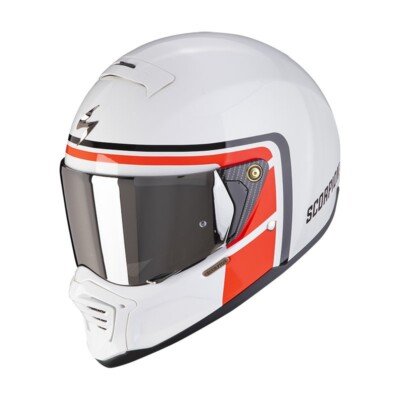 vintage motorcycle cafe racer full face helmet SCORPION white red black approved