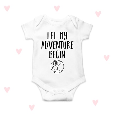 Let My Adventure Begin Baby Grow süß personalisierte Geschenke für Neugeborene