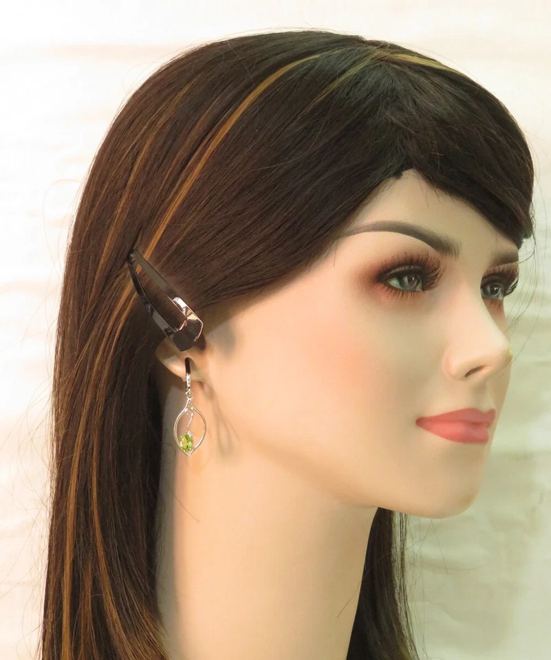 РАСПРОДАЖА | Ювелирные изделия из серебра 925 пробы с высококачественными серьгами-перидотами 1,7 дюйма с родиевым покрытием - Изображение 2 из 2