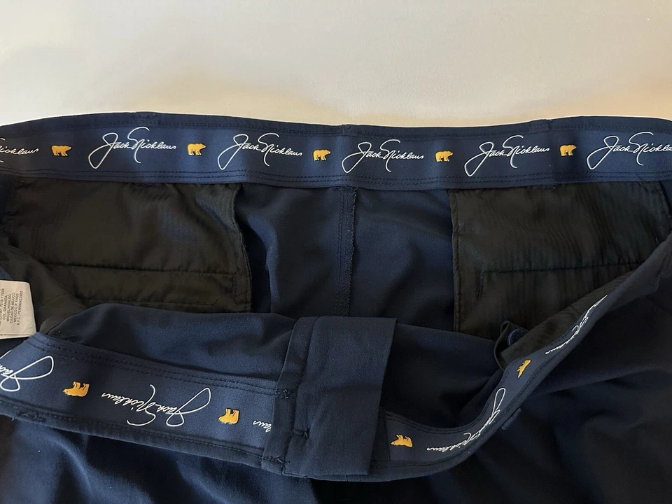 男式 Jack Nicklaus 海军蓝平底涤纶弹力高尔夫裤 44W x 32L — 第 4/4 张图片