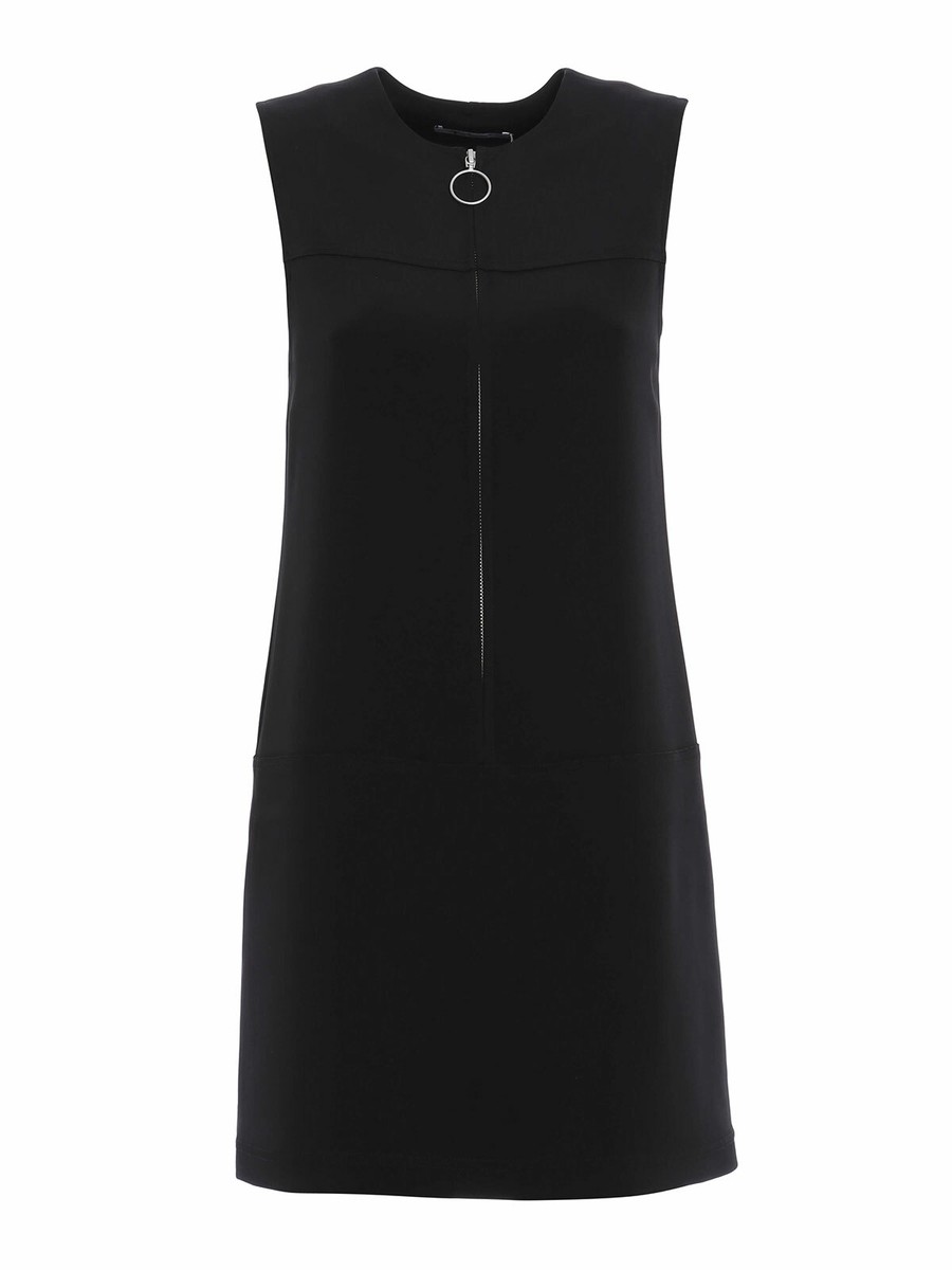 ワンピース T by Alexander Wang DRESS (4CC3256827 957) NEW T by Alexander Wang Front Zip Mini Dress in Black - Size