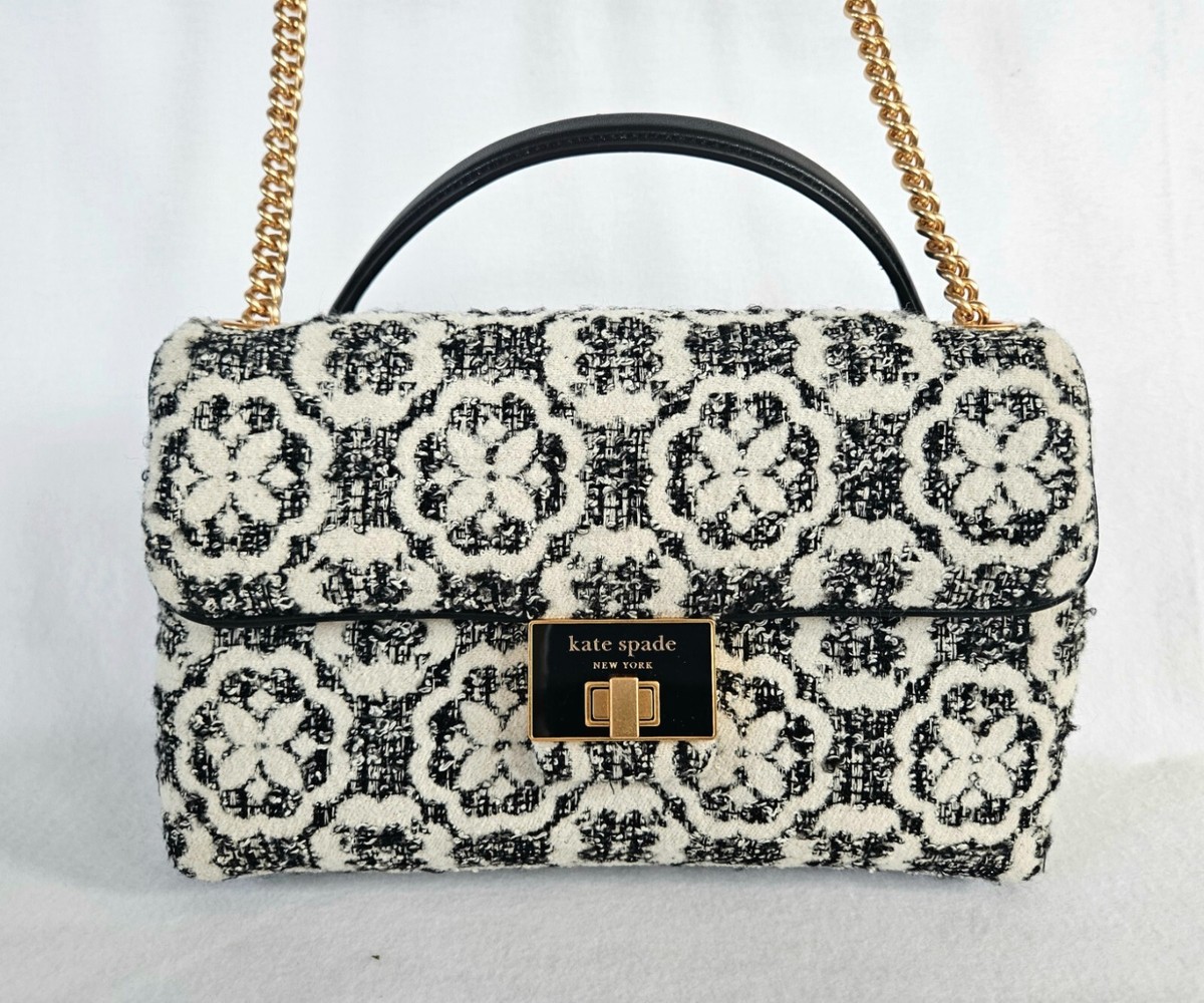 KATE SPADE New York Handbag Flower Jacquard Stripe Blue Large Tote