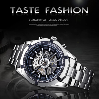 Forsining 2023 Mechanical Stainless Steel Waterproof Men's Luxury Wristwatch New