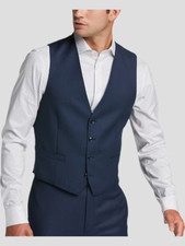 Calvin Klein Blue Vest and Pants Shirt and Bow tie 100 Wool Size 16 R Youth