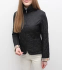 Women's BURBERRY Quilted Full Zip Jacket Coat Nova Check Lined Black XS ENGLAND