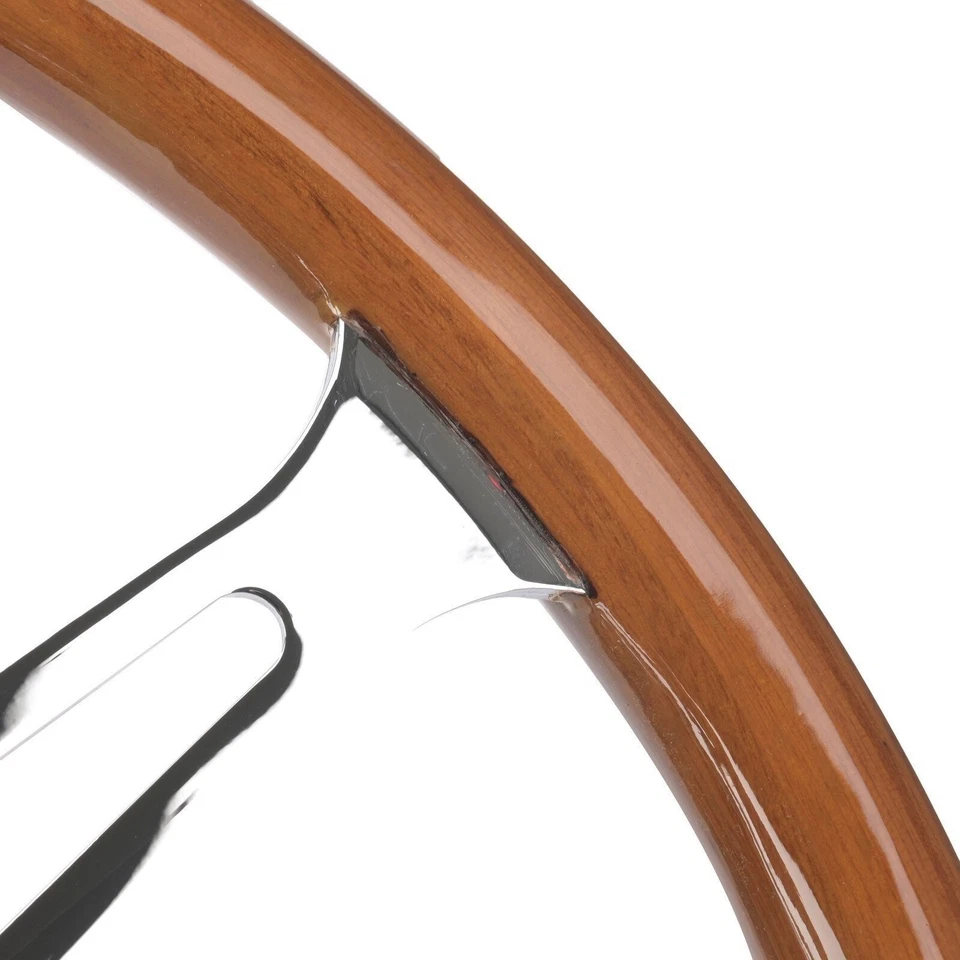 Volante de nogal con radios divididos cromados para Chevrolet Corvette 1963-1982 Foto 4 de 4