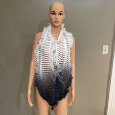 Knit Infinity Scarf White to Dark Gray New with Tags NWT One Size 