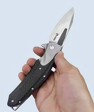 Unbranded D2 Folding Knife With A Carbon Fiber Blade Inlay NOT Kevin John Venom