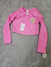 New Cat And Jack Girls Swimsuit Top Long Sleeve Rash Guard Size XS 4/5 Pink