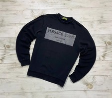 Versace Jeans Sweatshirt Logo Pullover Luxury Y2K Men Sz M black