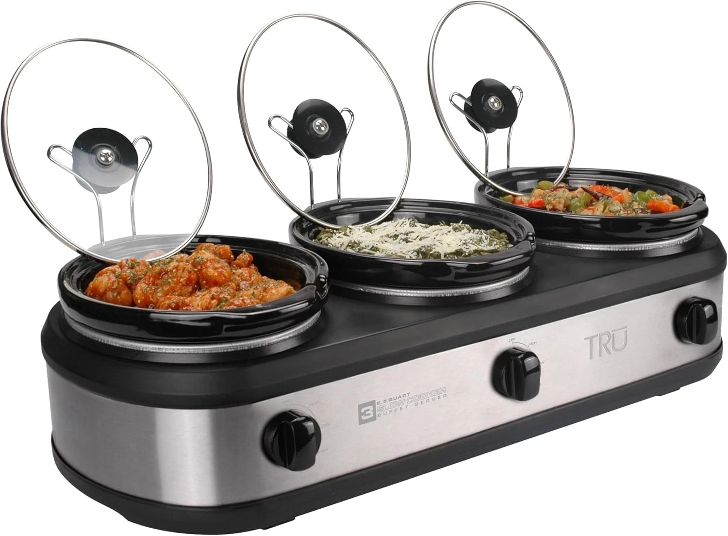 Triple Buffet Warmer 3x2.5qt Crock Pots