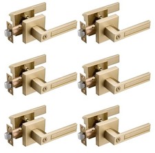 6 Pack Gold Privacy Door Handles, Interior Door Knobs for Bed and Bath, Heavy Du