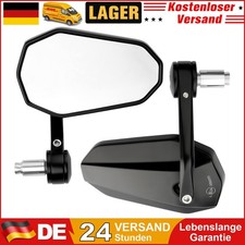 Motorrad Lenkerendenspiegel Alu CNC 360° Drehbar E-Prüfzeichen Rund Schwarz Set