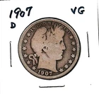 1907 "D" BARBER HALF DOLLAR***VG***
