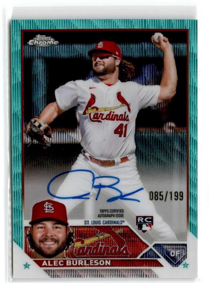 2023 TOPPS CHROME ROOKIE AQUA WAVE ALEC BURLESON RC AUTO 085/199 ST. LOUIS