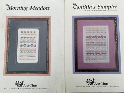 2 x Just Nan Sampler Kreuzstichkarten Morning Meadow & Cynthia's Sampler