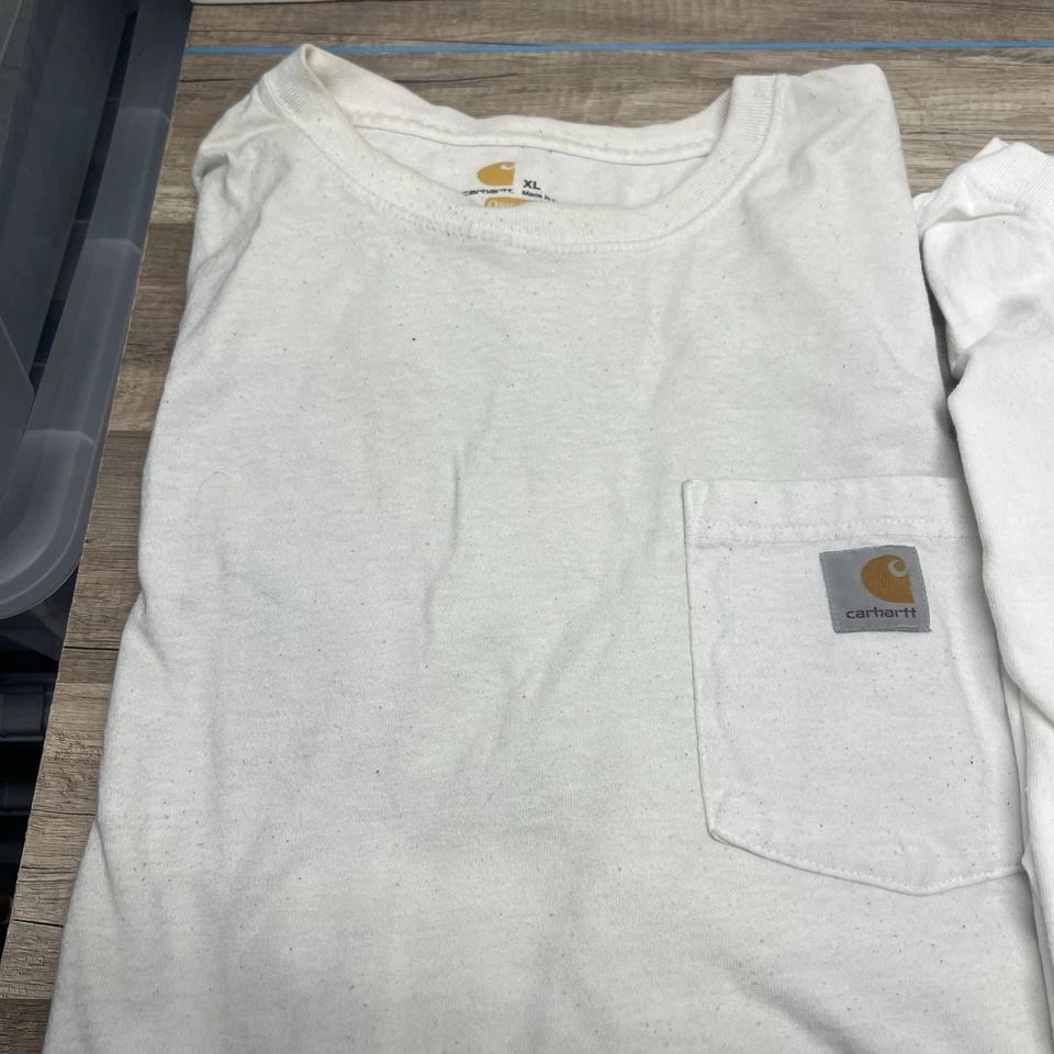 Carhartt Shirts Mens XL Original Fit White Long Sleeve Pocket Lot of 2 - Image 2 of 4