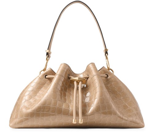 JIMMY CHOO Cinch Medium CHAI/GOLD Shoulder Bag New & Authentic